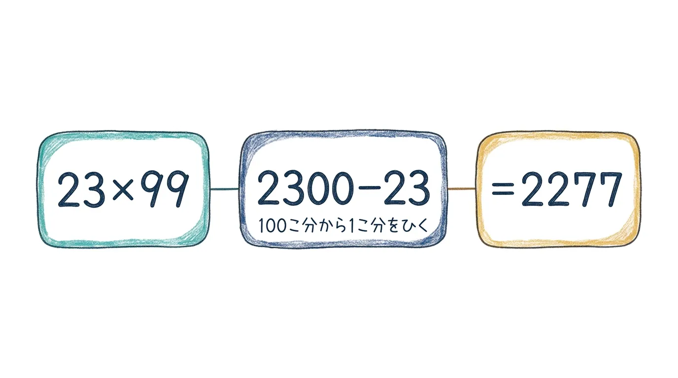 23×99を、2300−23でとく<ruby>図<rt>ず</rt></ruby>