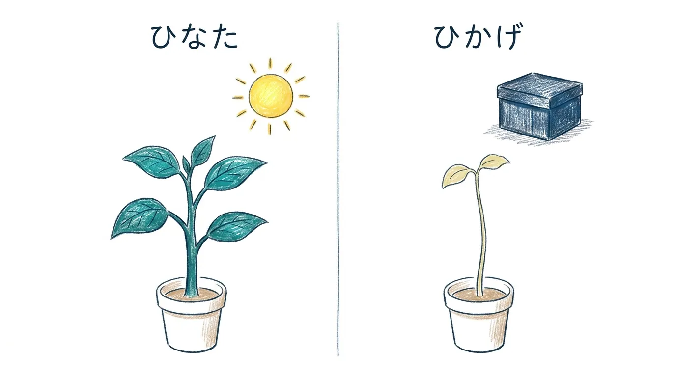 日なたと日かげで育てた植物のちがい