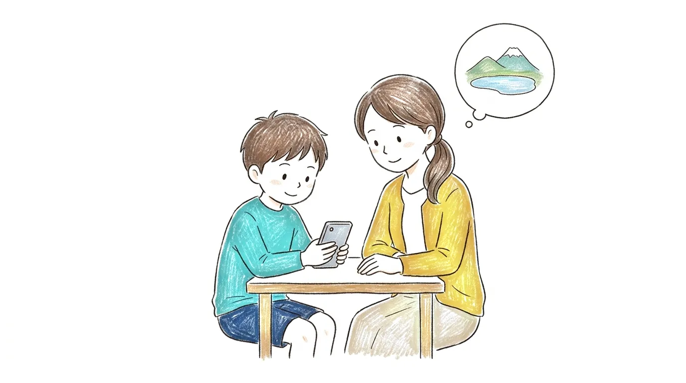 お<ruby>母<rt>かあ</rt></ruby>さんの<ruby>思<rt>おも</rt></ruby>い<ruby>出<rt>で</rt></ruby>がうかぶ<ruby>様子<rt>ようす</rt></ruby>