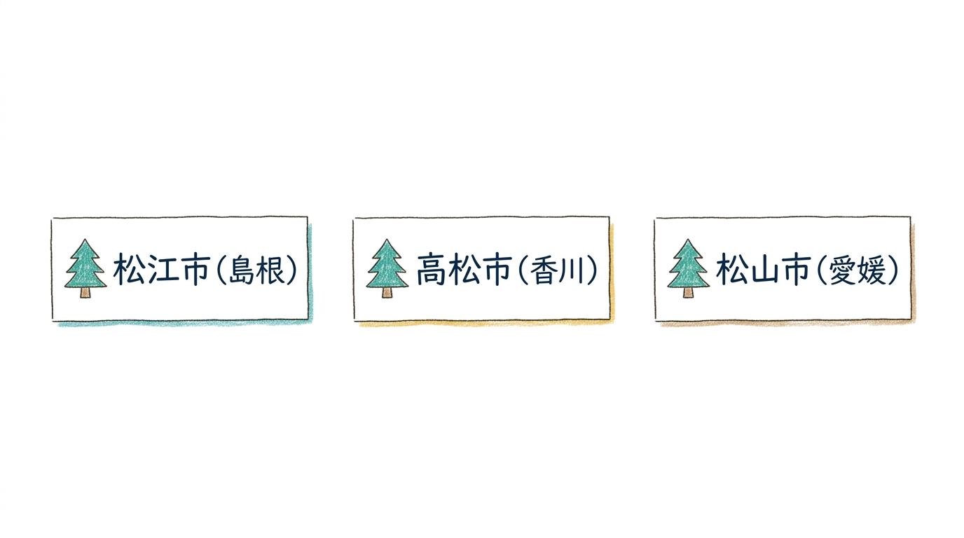 松江市・高松市・松山市の「松」がつく県庁所在地トリオ