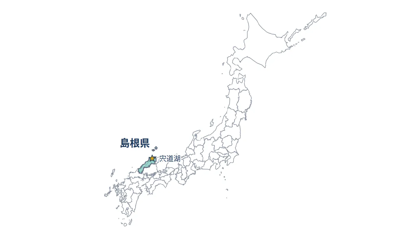 山陰・島根県にある宍道湖の位置を示す地図