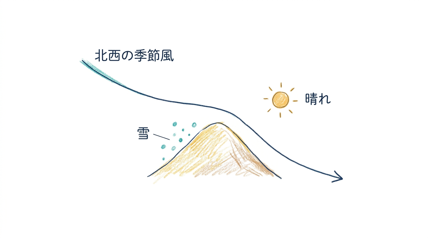 北西の季節風を1本の線でなぞる暗記図