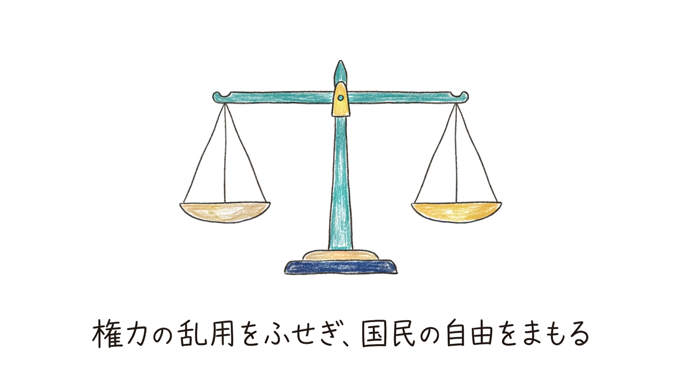 「権力の乱用をふせぎ、国民の自由をまもる」の覚え方カード