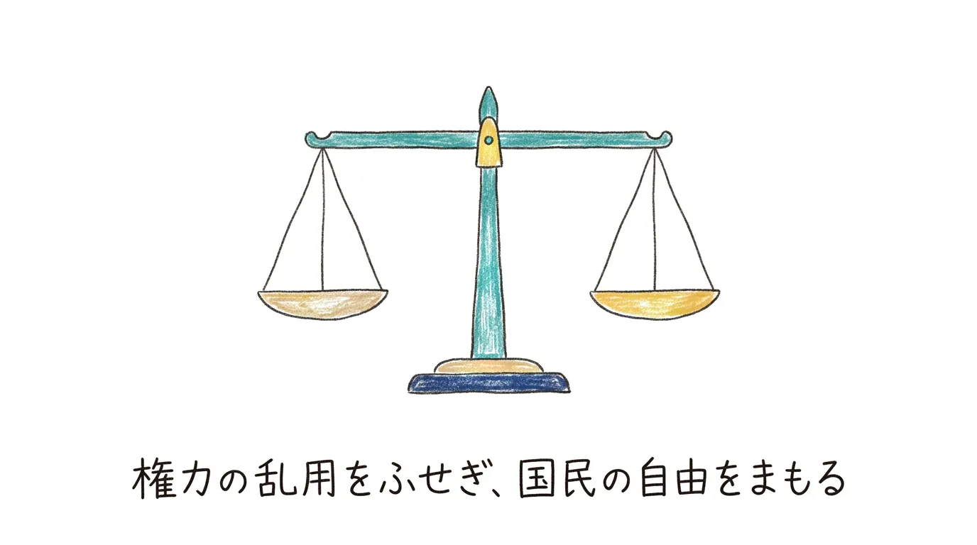 「権力の乱用をふせぎ、国民の自由をまもる」の覚え方カード